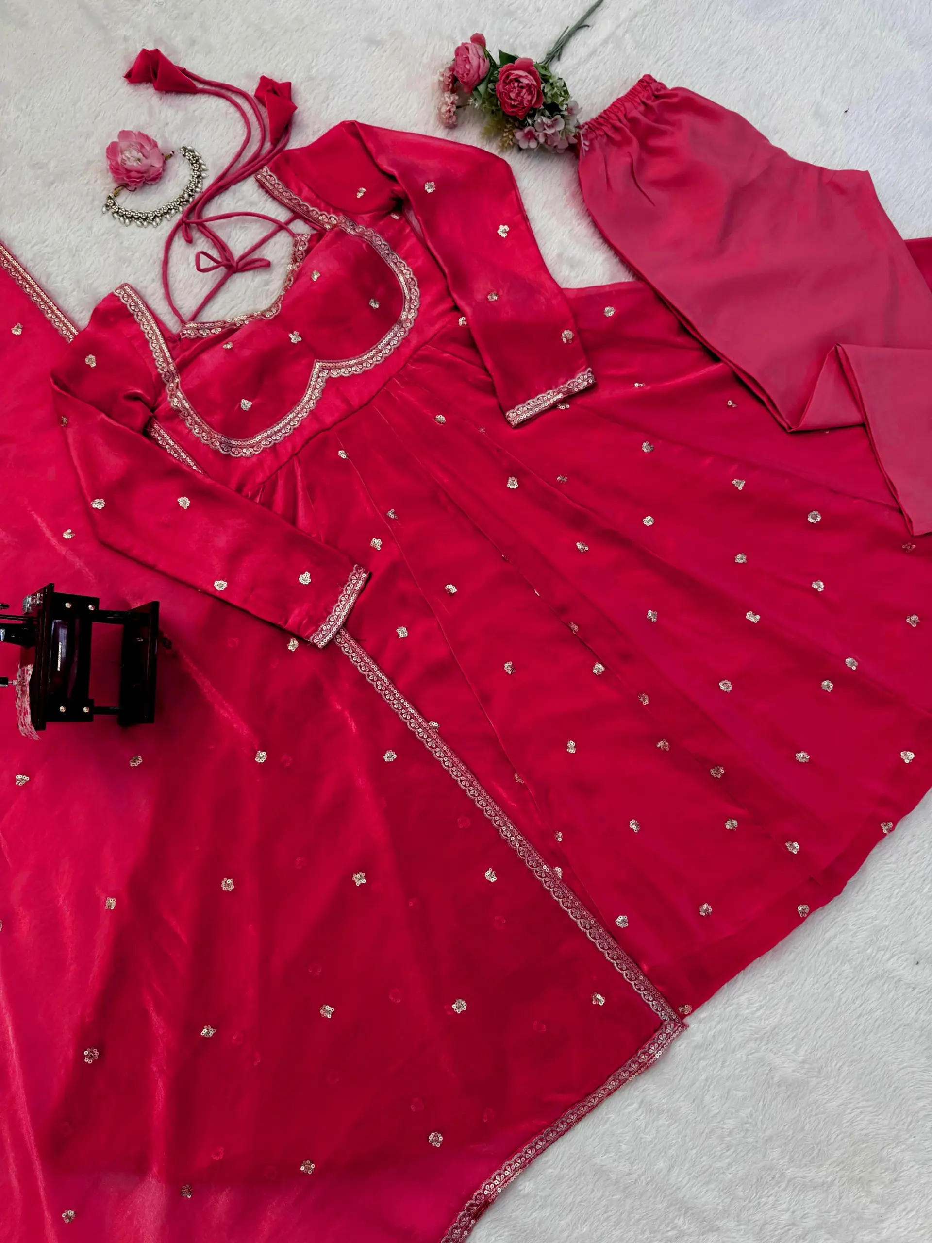 Most Viral Red Ethnic Anarkali Suit - Image 3