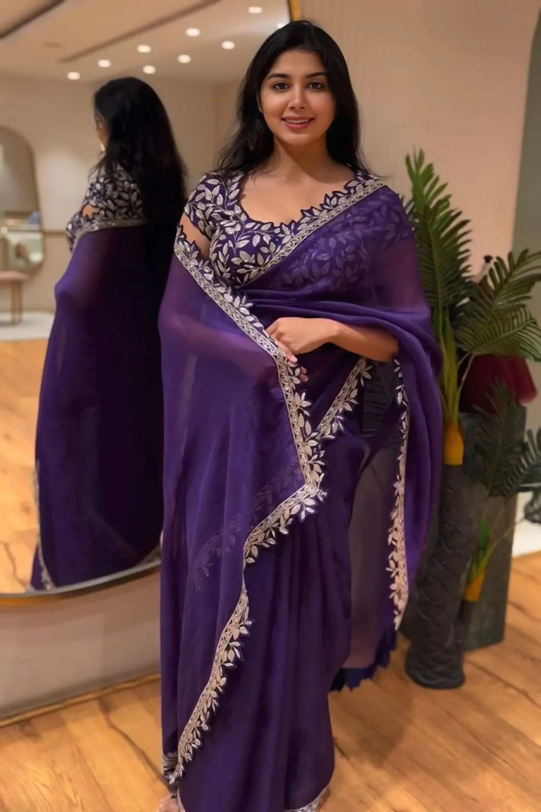 Party Sari with Readymade Blouse - Image 2