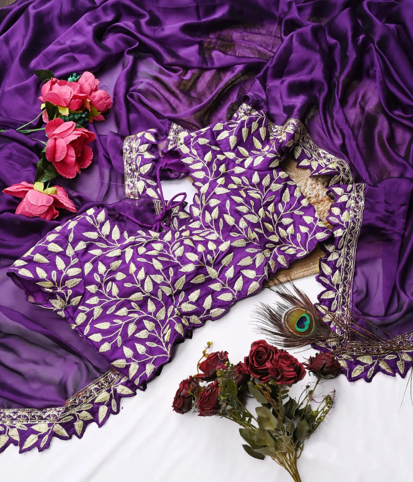 Party Sari with Readymade Blouse - Image 3
