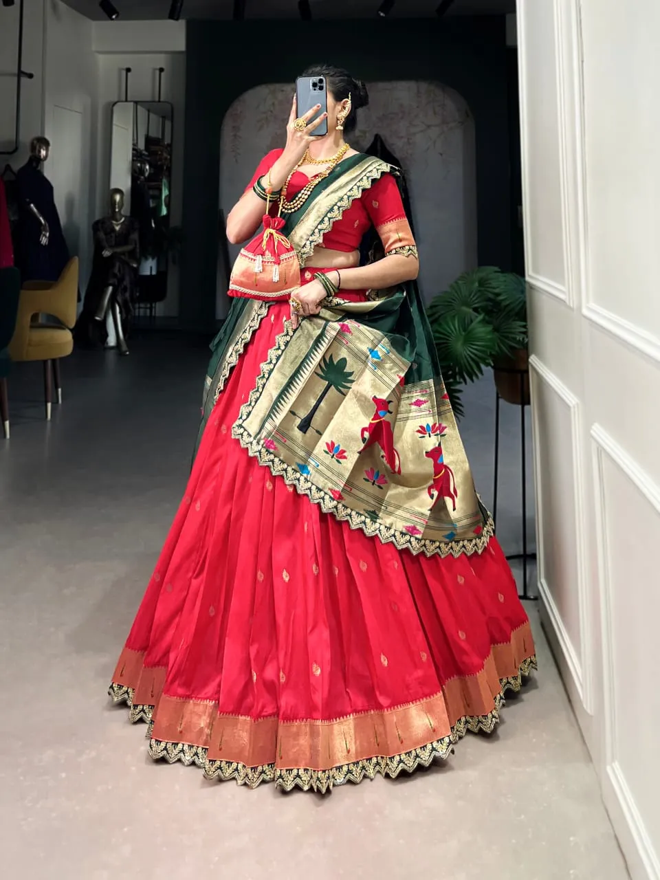 Pastel Color Paithani Silk Lehenga - Image 2