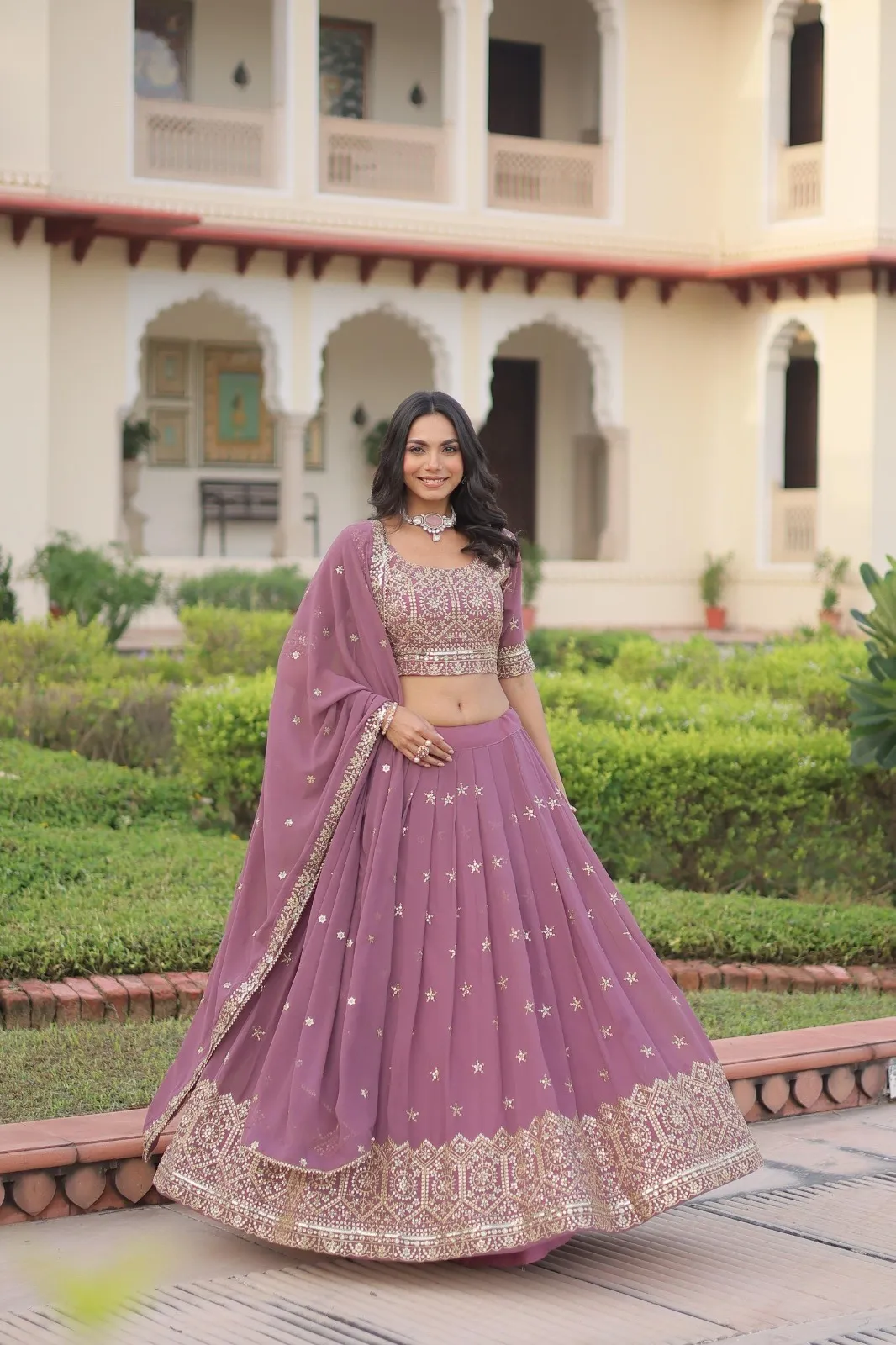 Pastel Purple Embroidery Lehenga Under 2000 - Image 4
