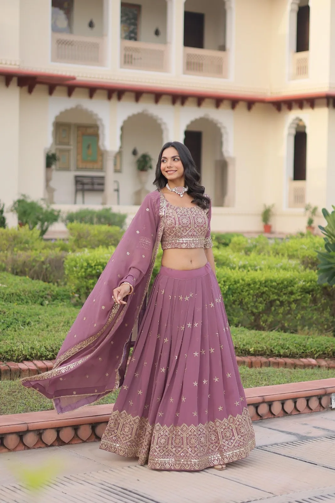 Pastel Purple Embroidery Lehenga Under 2000 - Image 5