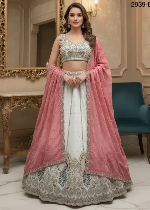 Peacock Embroidery Bridal Lehenga