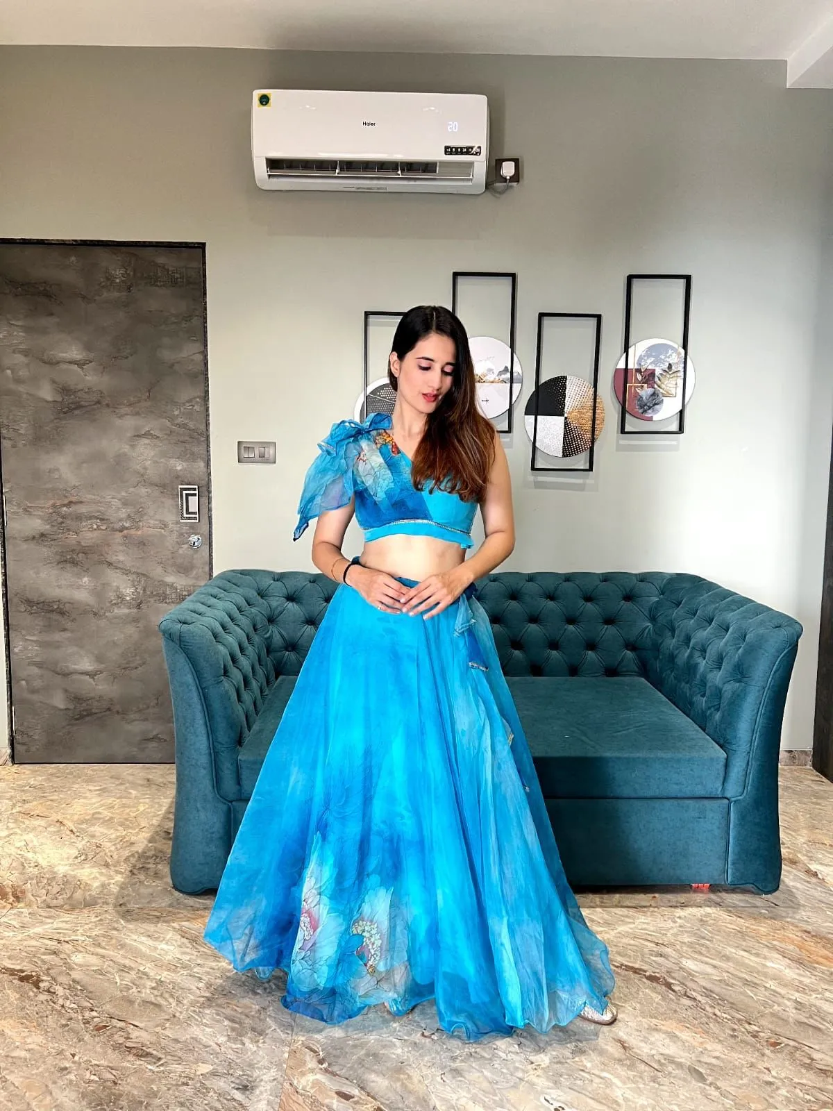 Readymade Floral Lehenga with Fancy Blouse