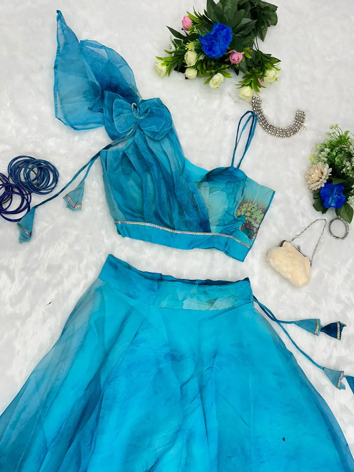 Readymade Floral Lehenga with Fancy Blouse - Image 2