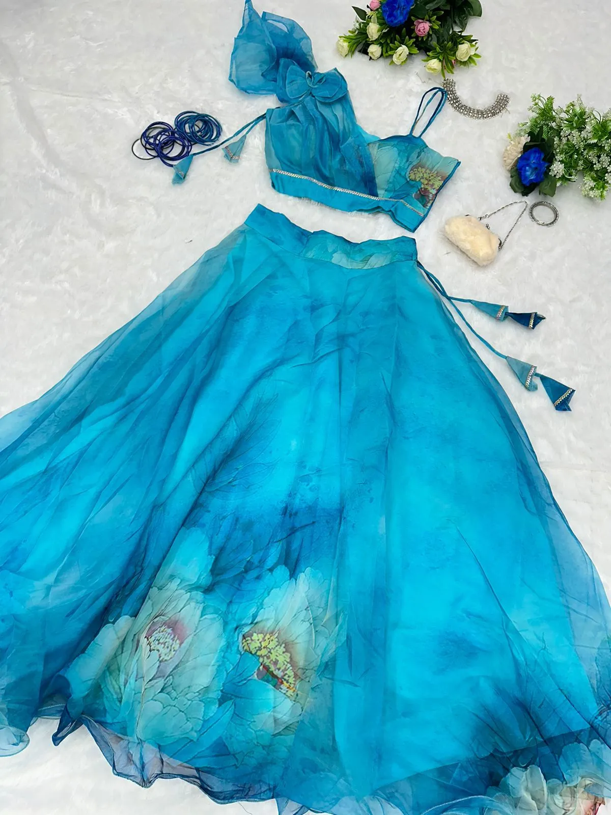 Readymade Floral Lehenga with Fancy Blouse - Image 4