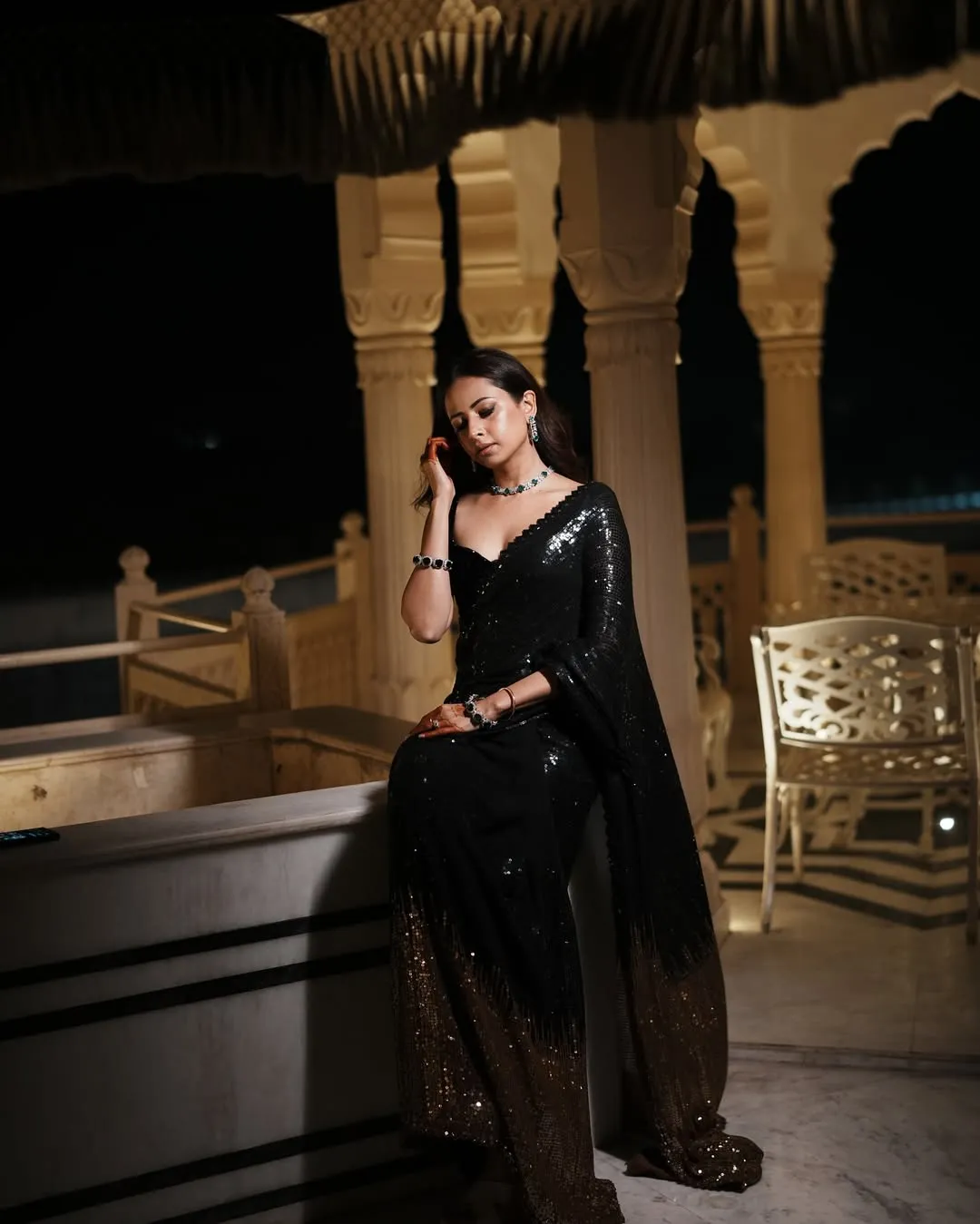 Sargun Mehta Inspired Black Sequence Saree - Image 2