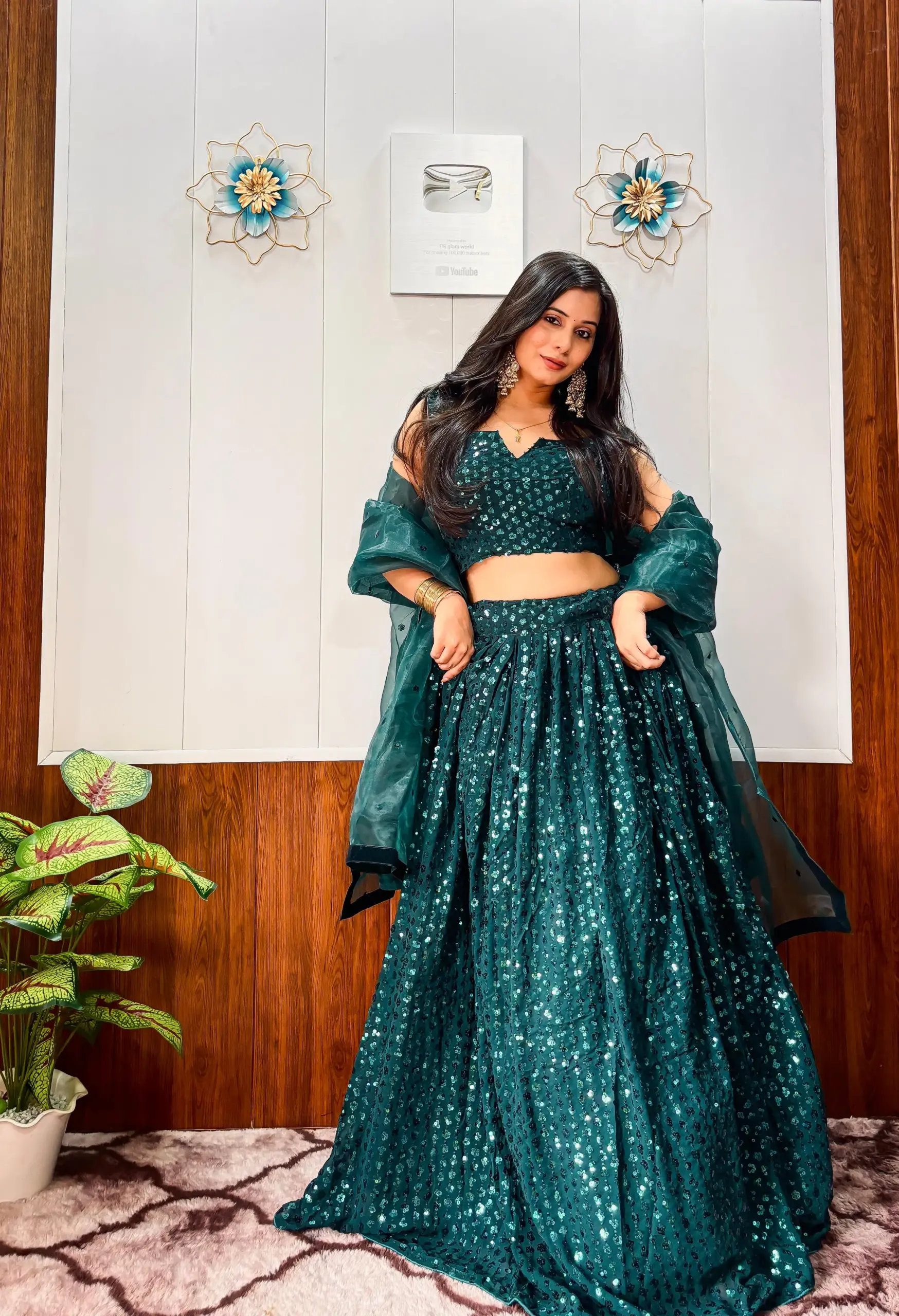Wedding Special Georgette Green Lehenga - Image 3