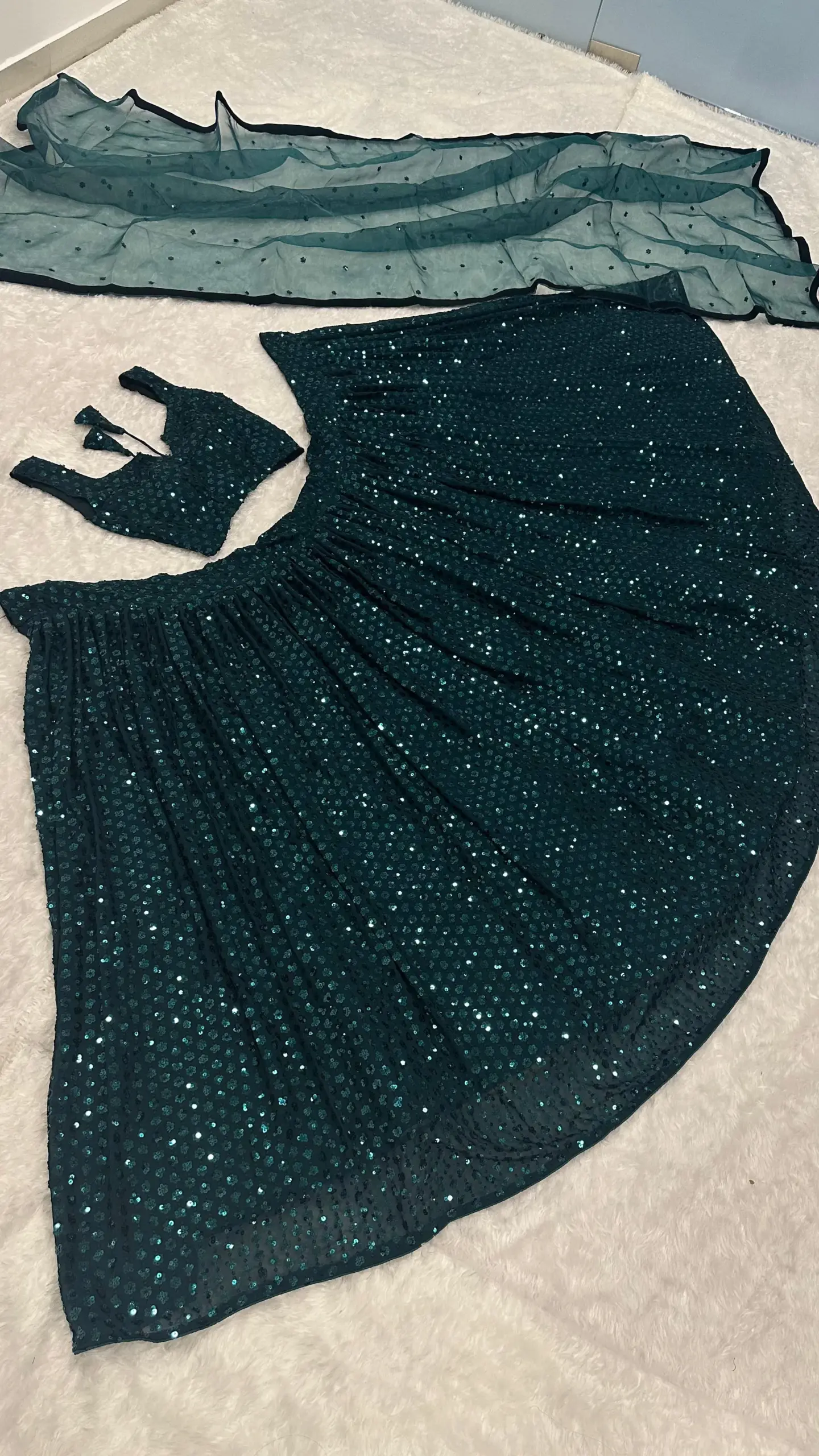 Wedding Special Georgette Green Lehenga - Image 4