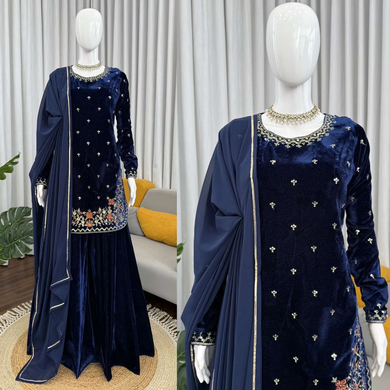 Winter Special Short Shirt Velvet Suit - Image 4