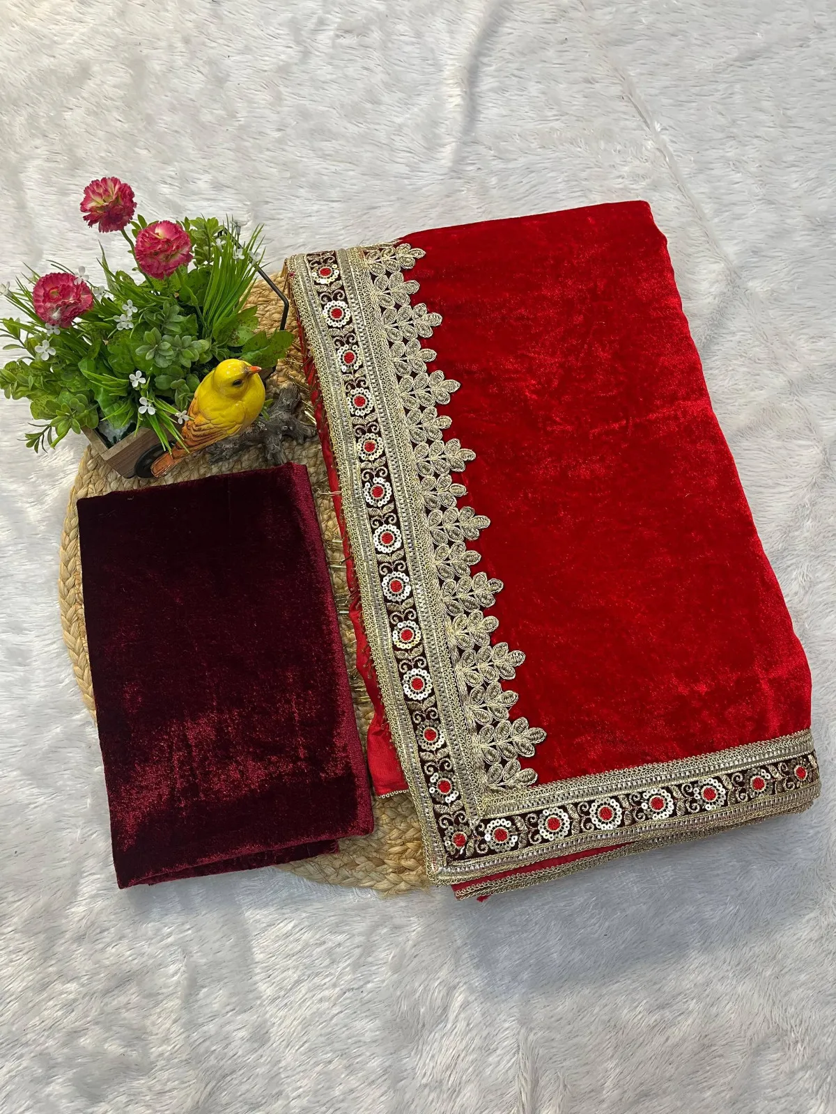 Winter Special Velvet Saree - Image 2