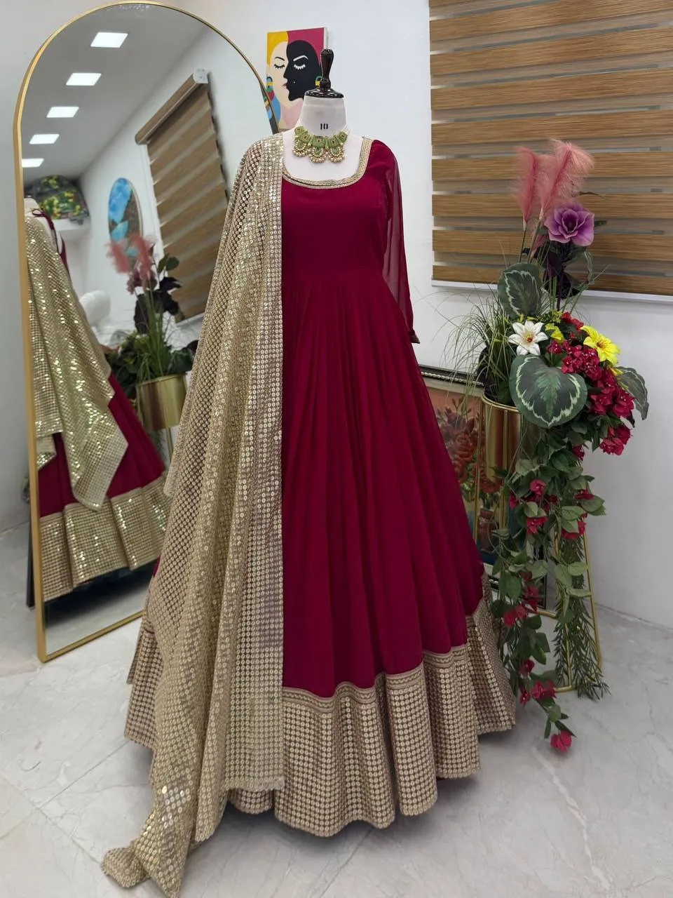 Bollywood Inspired Trending Red Anarkali Suit - Image 5