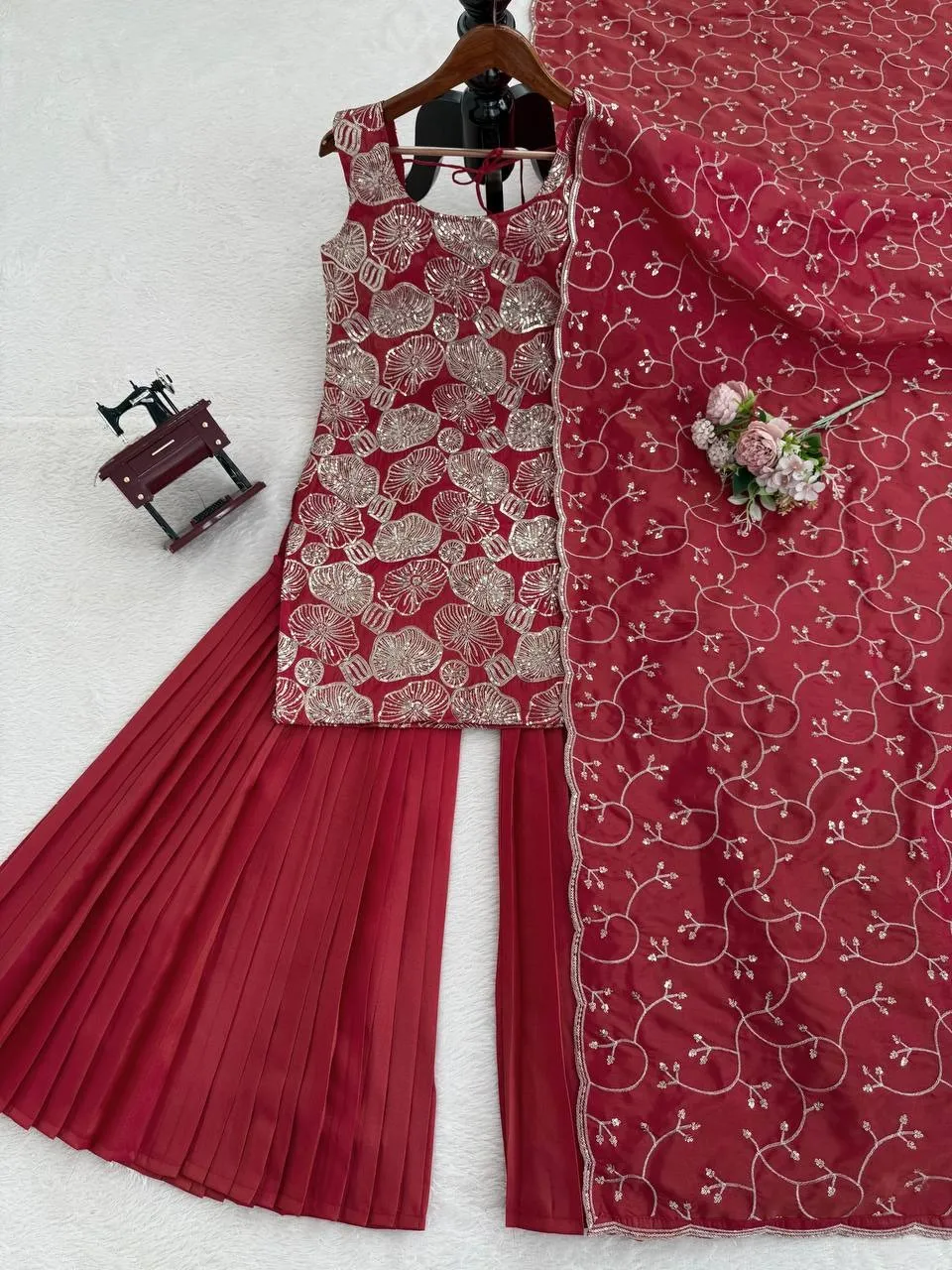 Influencer Style Sleeveless Sharara Suit - Image 4