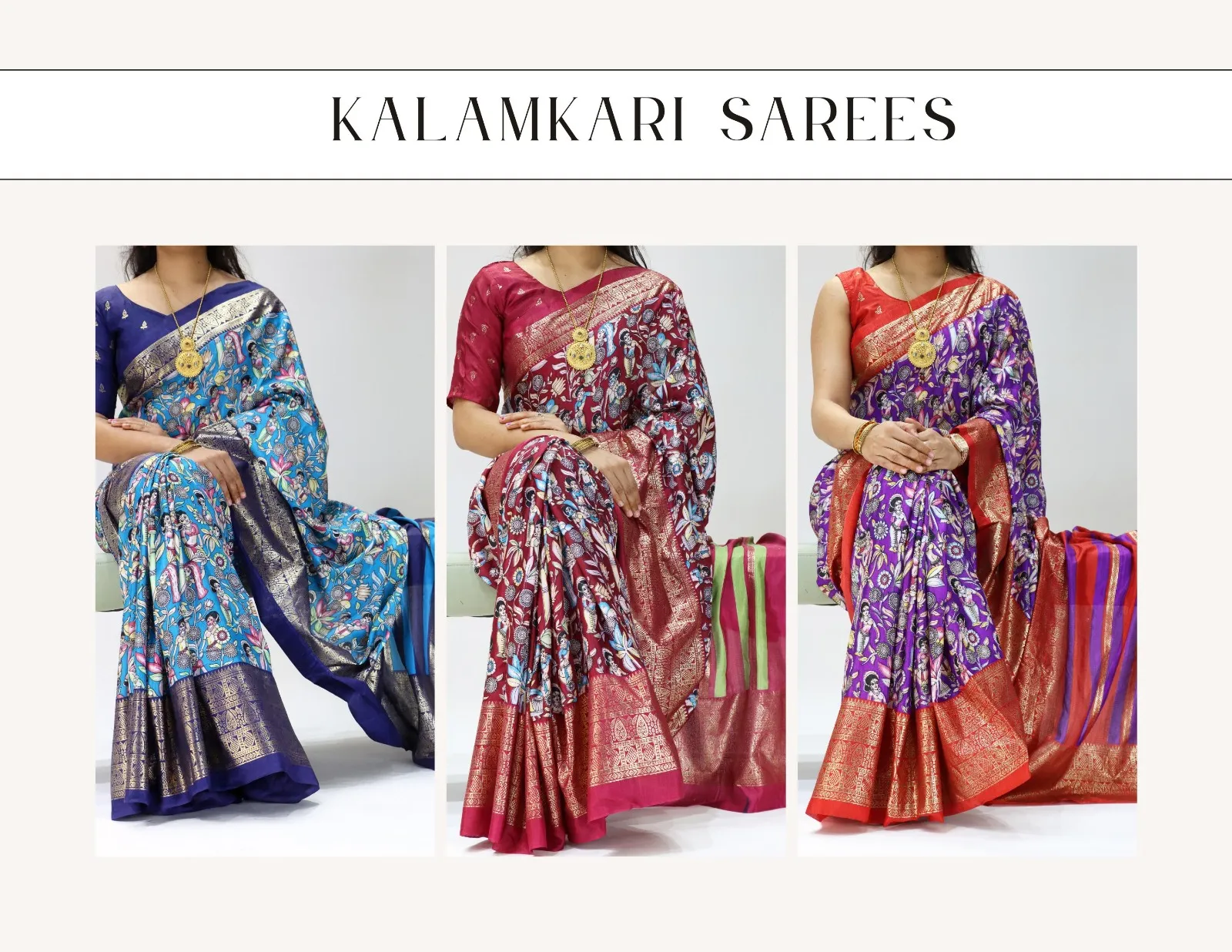 Kalamkari Printed Sarees 500 Range - Image 7