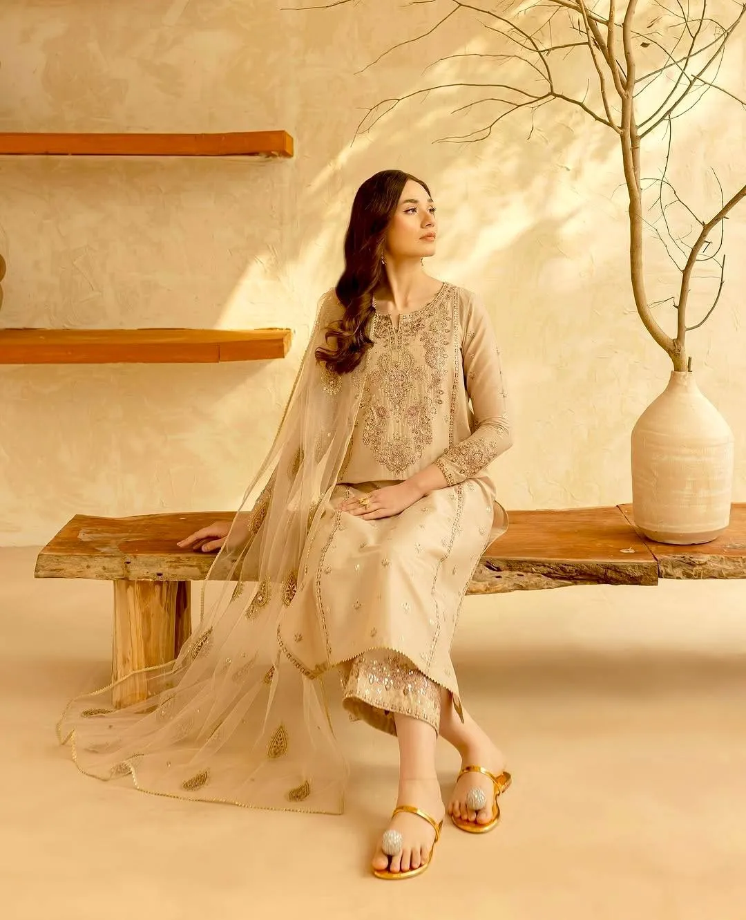 Light Orange Straight Pakistani Suit Set - Image 3