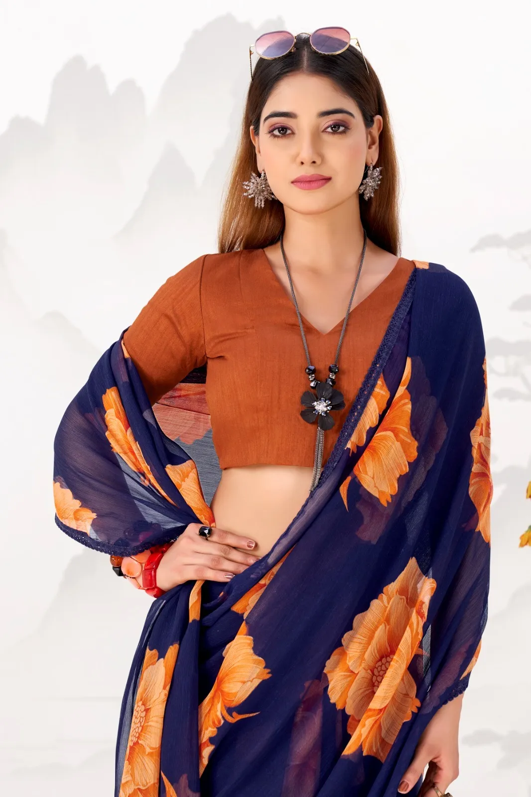 Premium Chiffon Printed Saree - Image 2