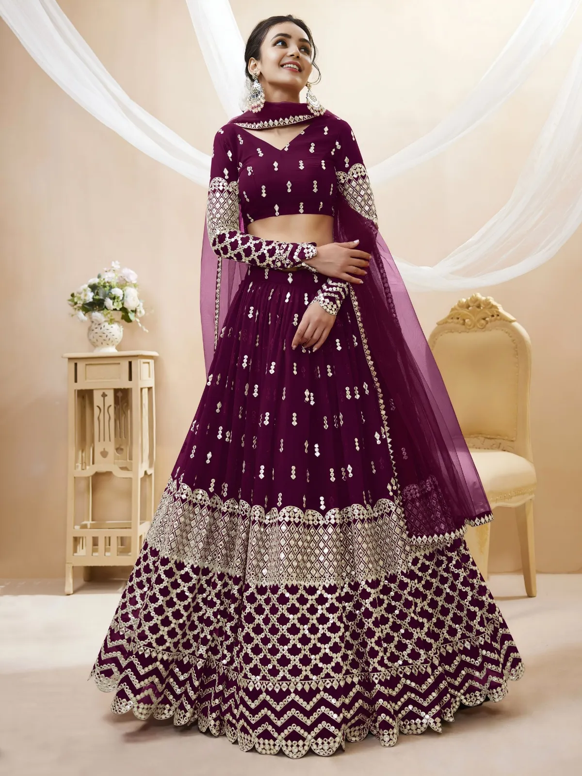 Premium Sangeet Lehenga Choli in Violet - Image 2