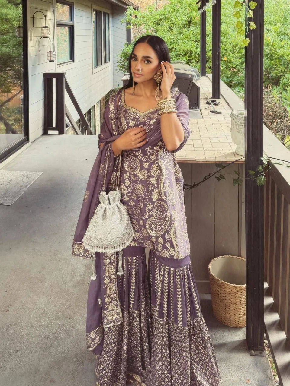 Purple Ethnic Sharara Set