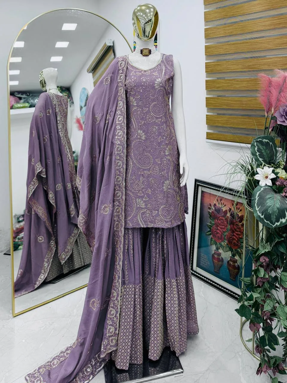 Purple Ethnic Sharara Set - Image 2