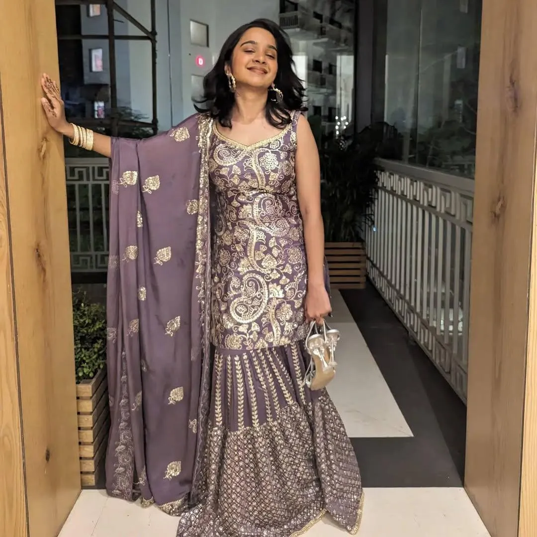 Purple Ethnic Sharara Set - Image 4