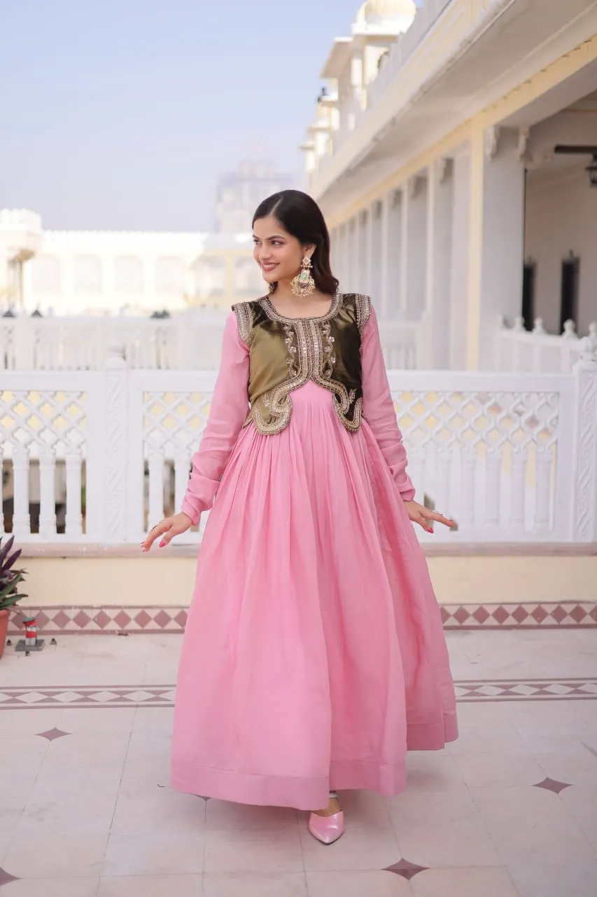 Baby Pink Gown with Jacket Design