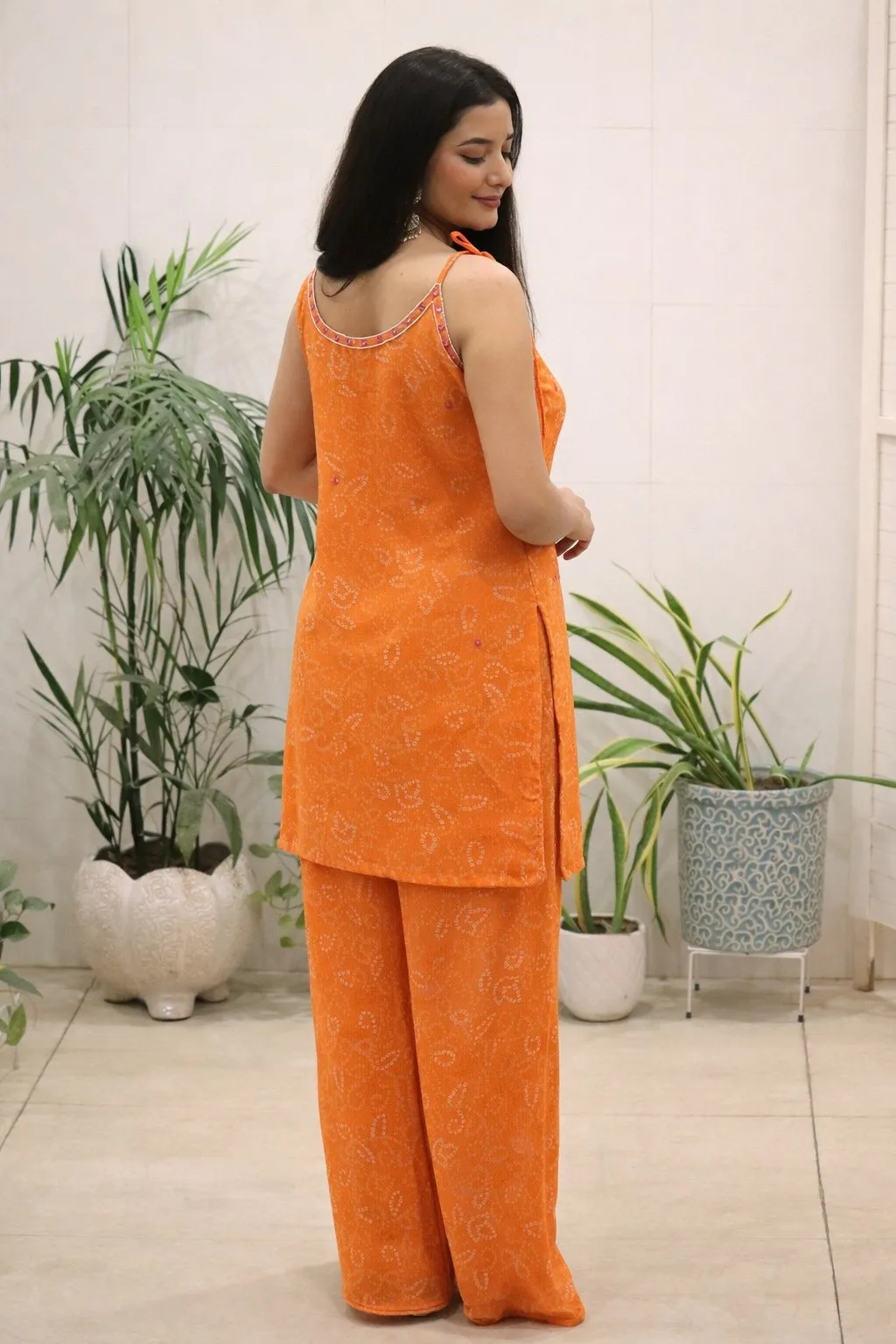 Bandani Printed Sleeveless Kurti Bottom Set - Image 5