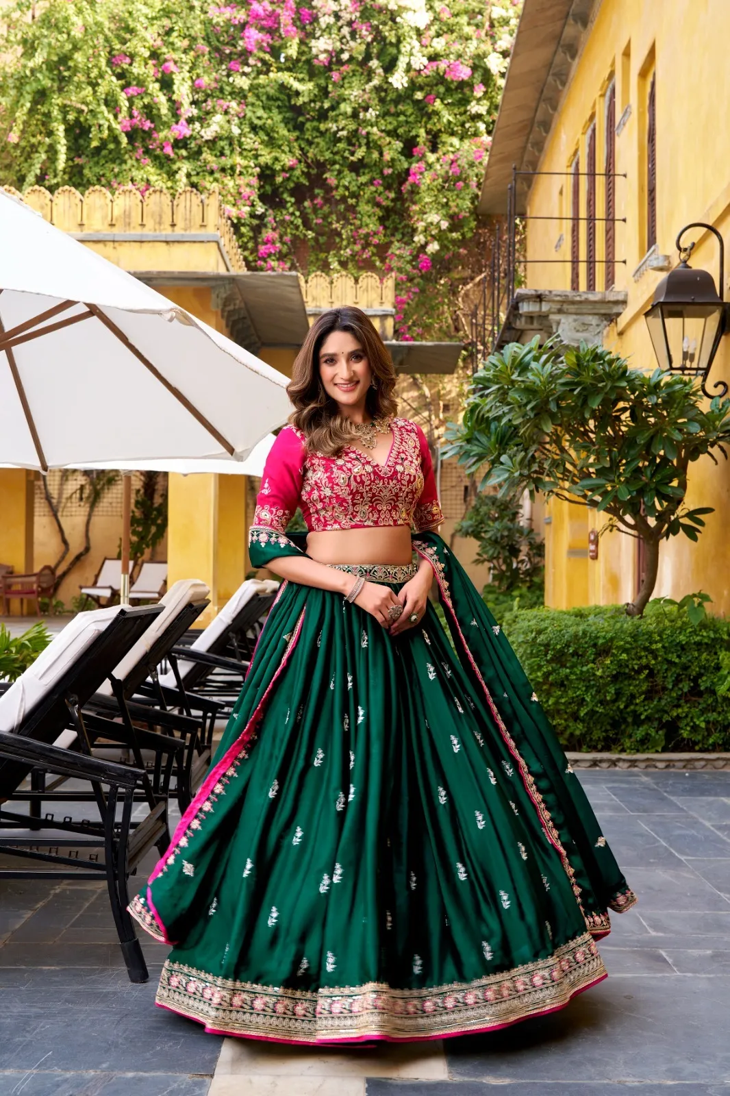 Beautiful Contrast Lehenga with Blouse for Wedding