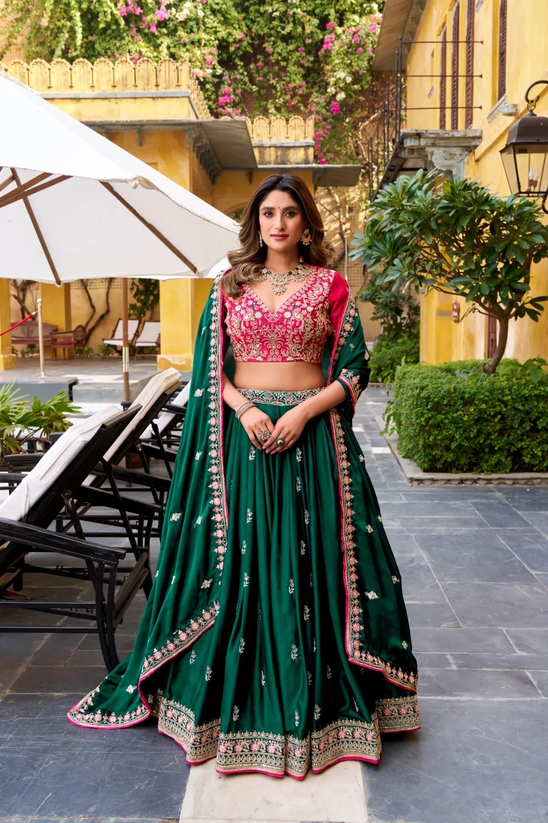 Beautiful Contrast Lehenga with Blouse for Wedding - Image 2