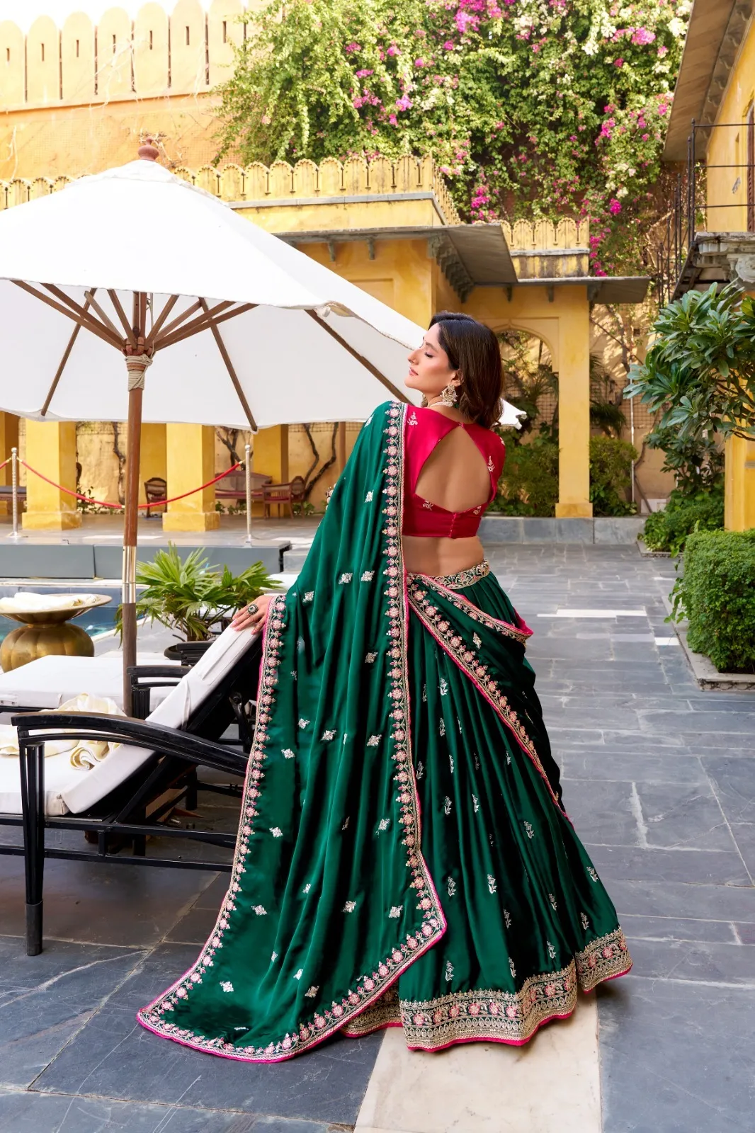 Beautiful Contrast Lehenga with Blouse for Wedding - Image 3