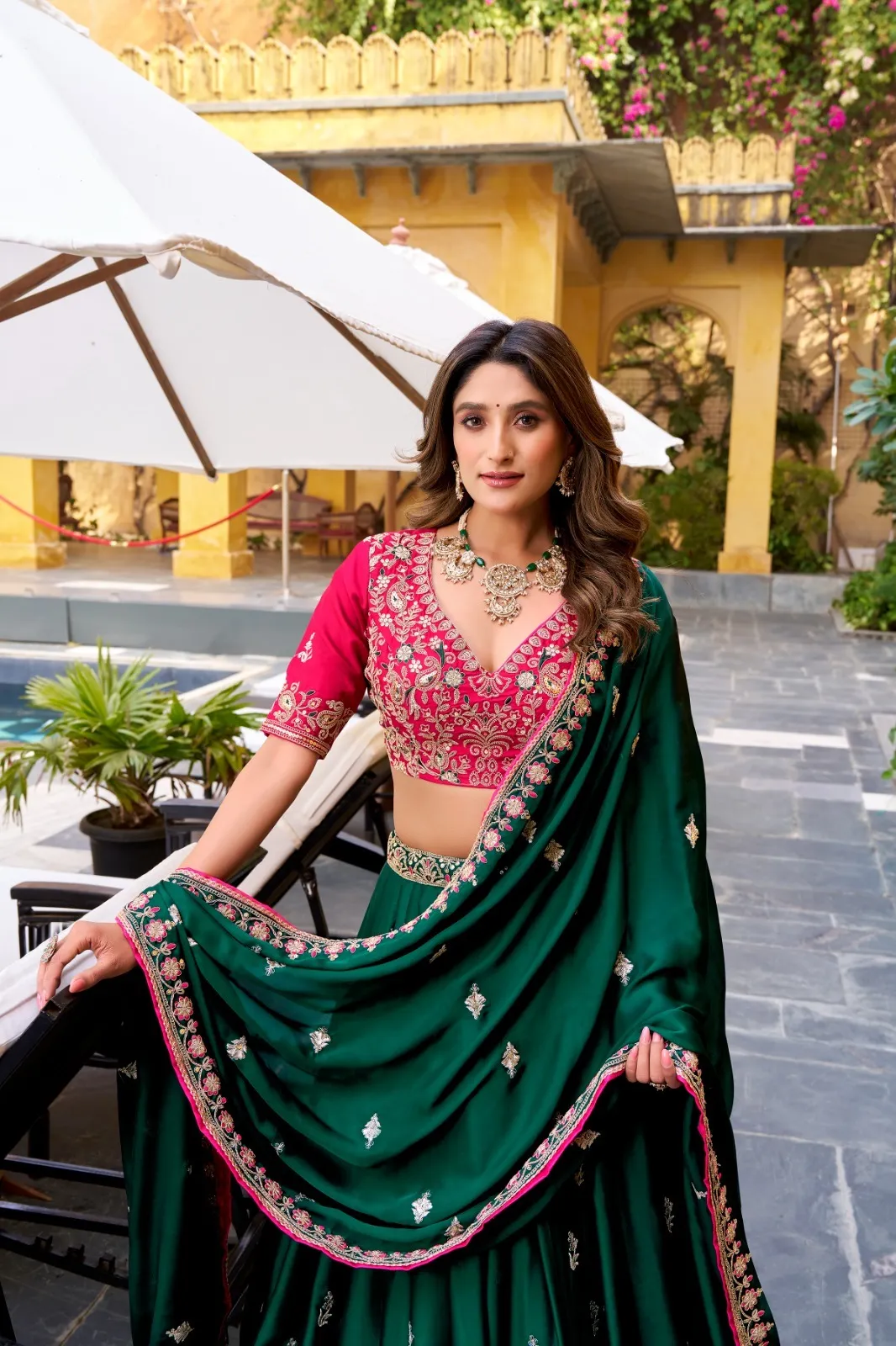 Beautiful Contrast Lehenga with Blouse for Wedding - Image 4