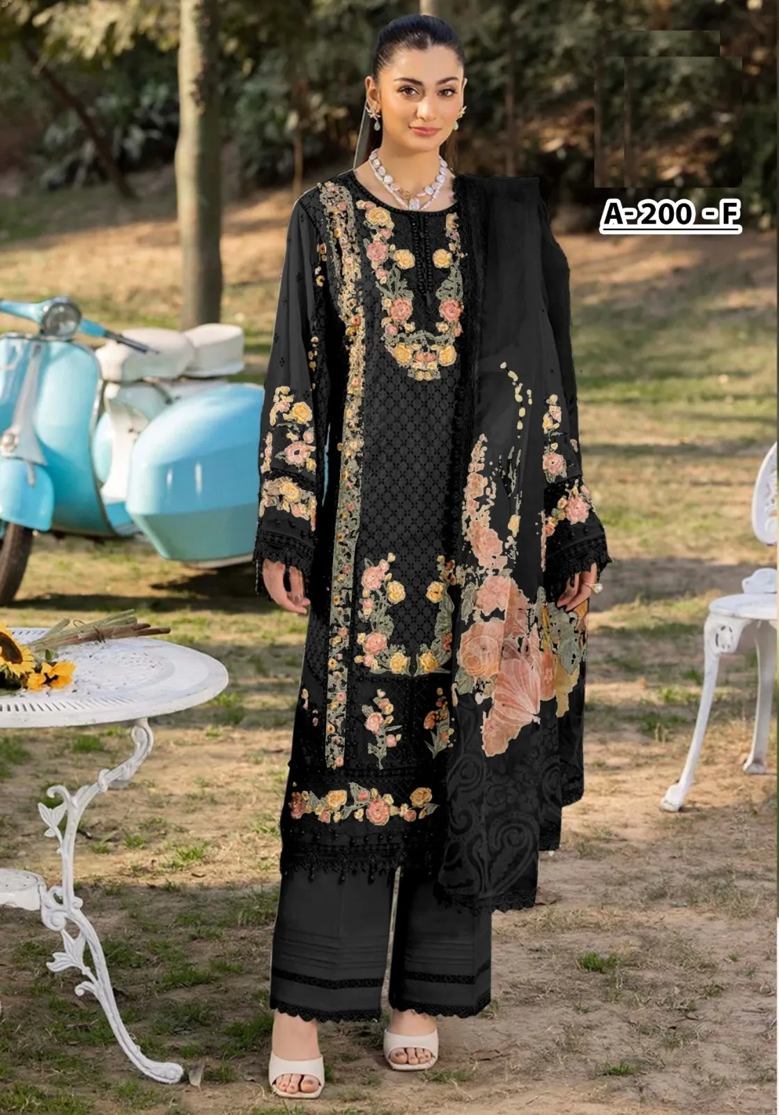 Black Cotton Pakistani Suit for Women - Image 2