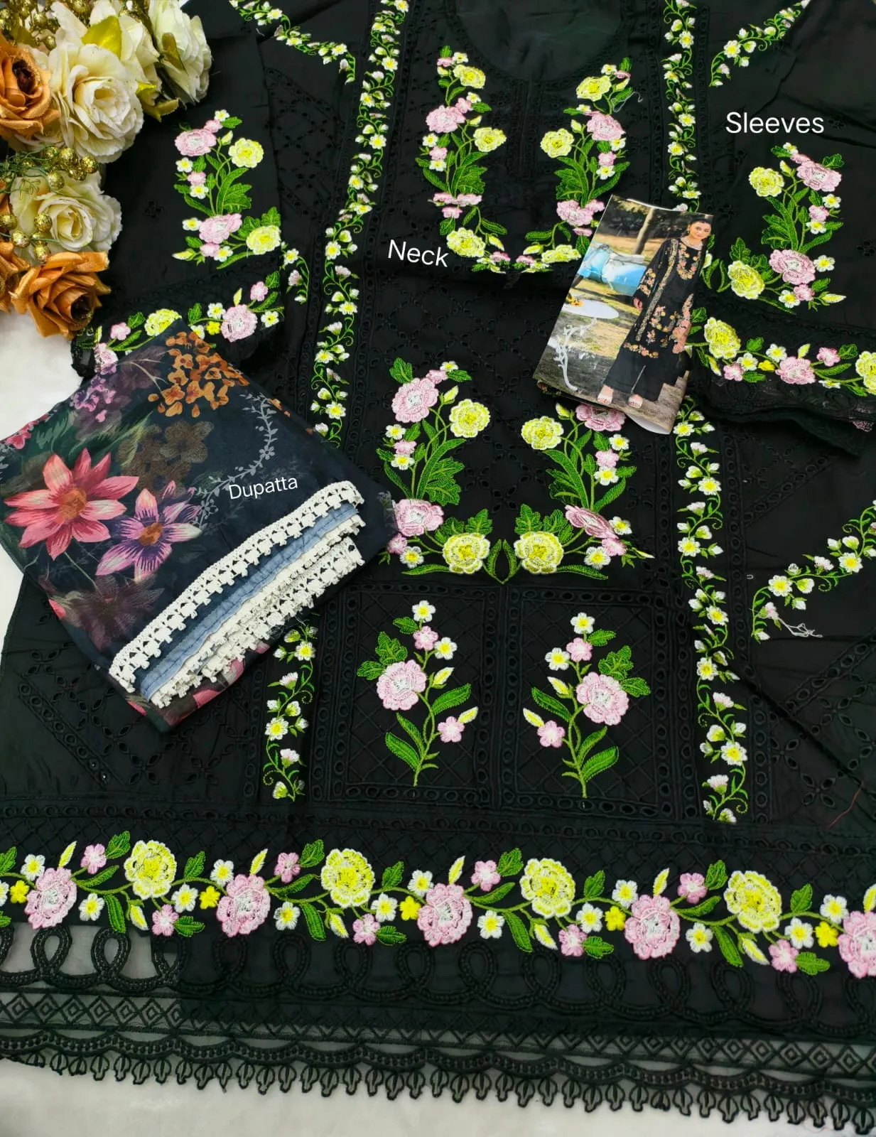 Black Cotton Pakistani Suit for Women - Image 3