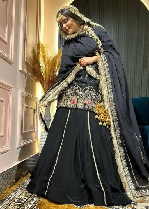 Black Embroidery Lehenga Suit
