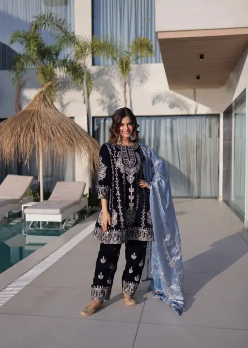 Buy Flower Embroidery Mirror Saree