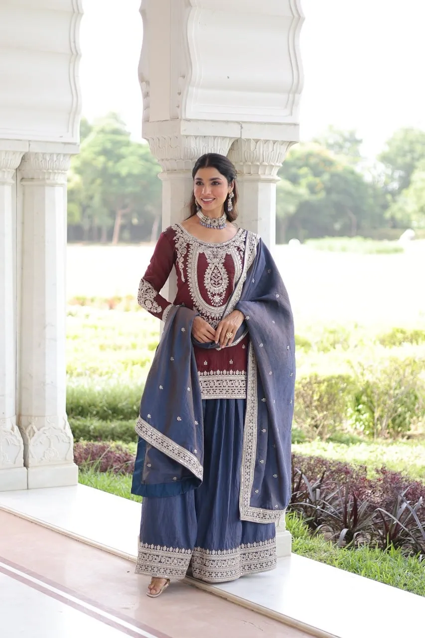 Contrast Short Shirt Plazzo Pakistani Dress for Eid