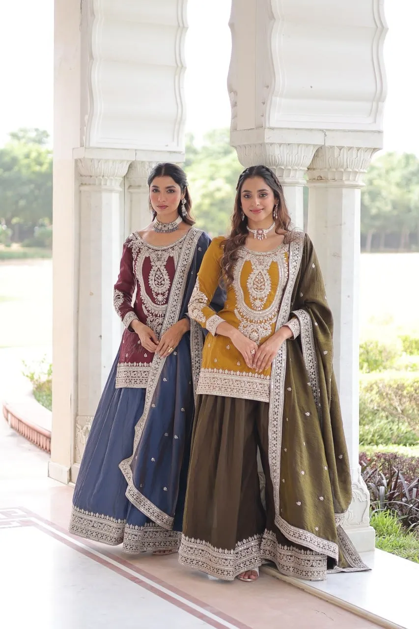 Contrast Short Shirt Plazzo Pakistani Dress for Eid - Image 2