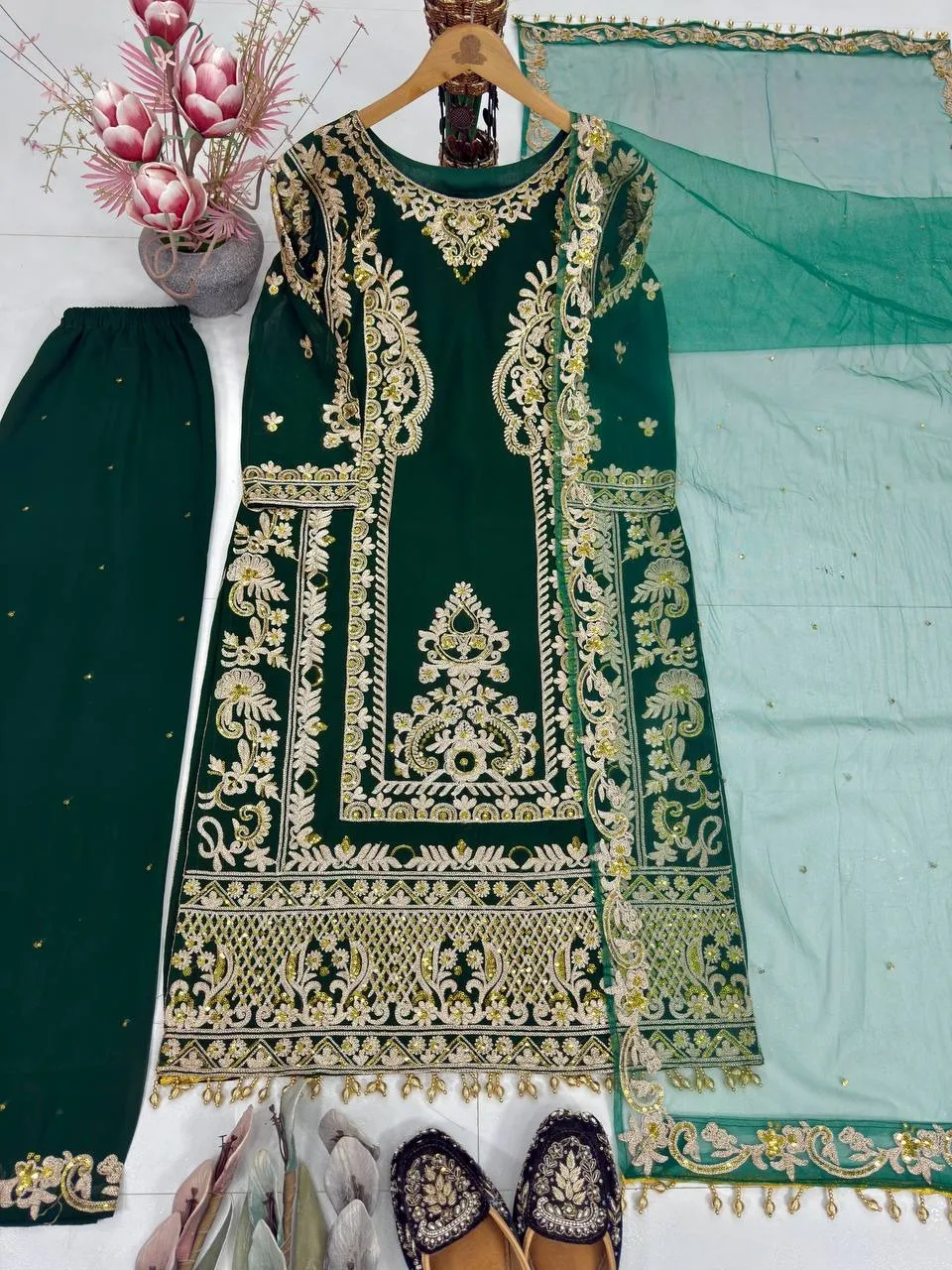 Eid Special Green Embroidery Dress | Readymade Suits - Image 2