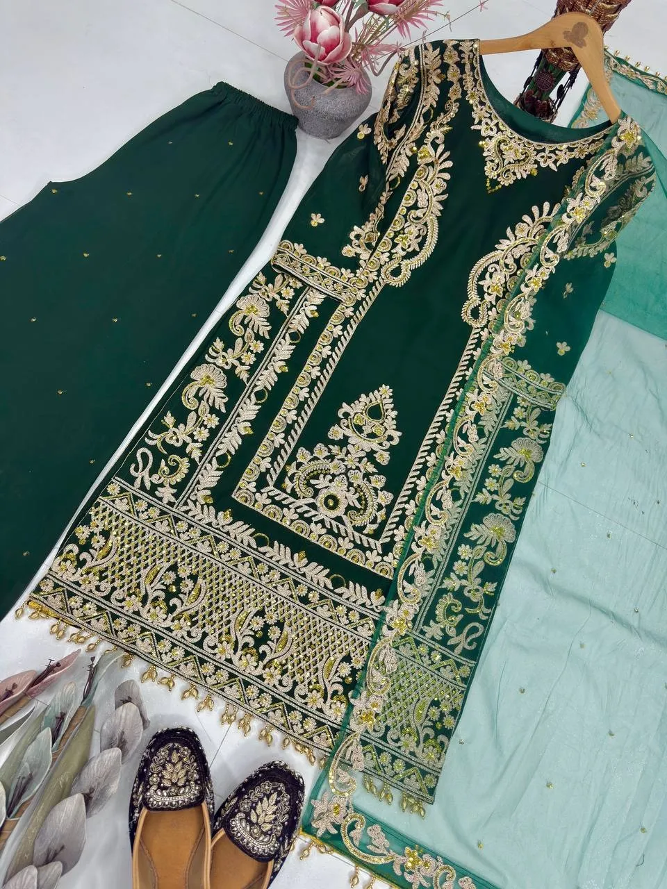Eid Special Green Embroidery Dress | Readymade Suits - Image 3