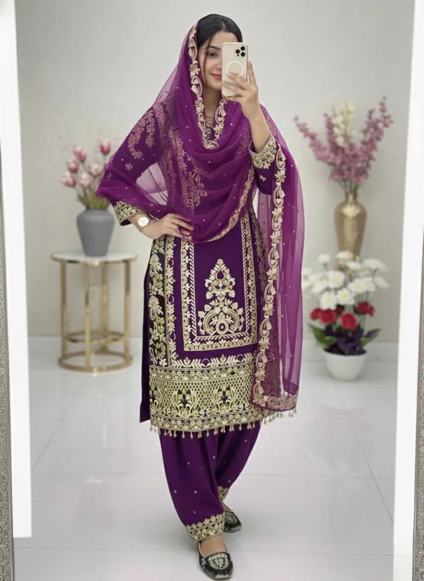 Eid Special Purple Embroidery Dress | Readymade Suits