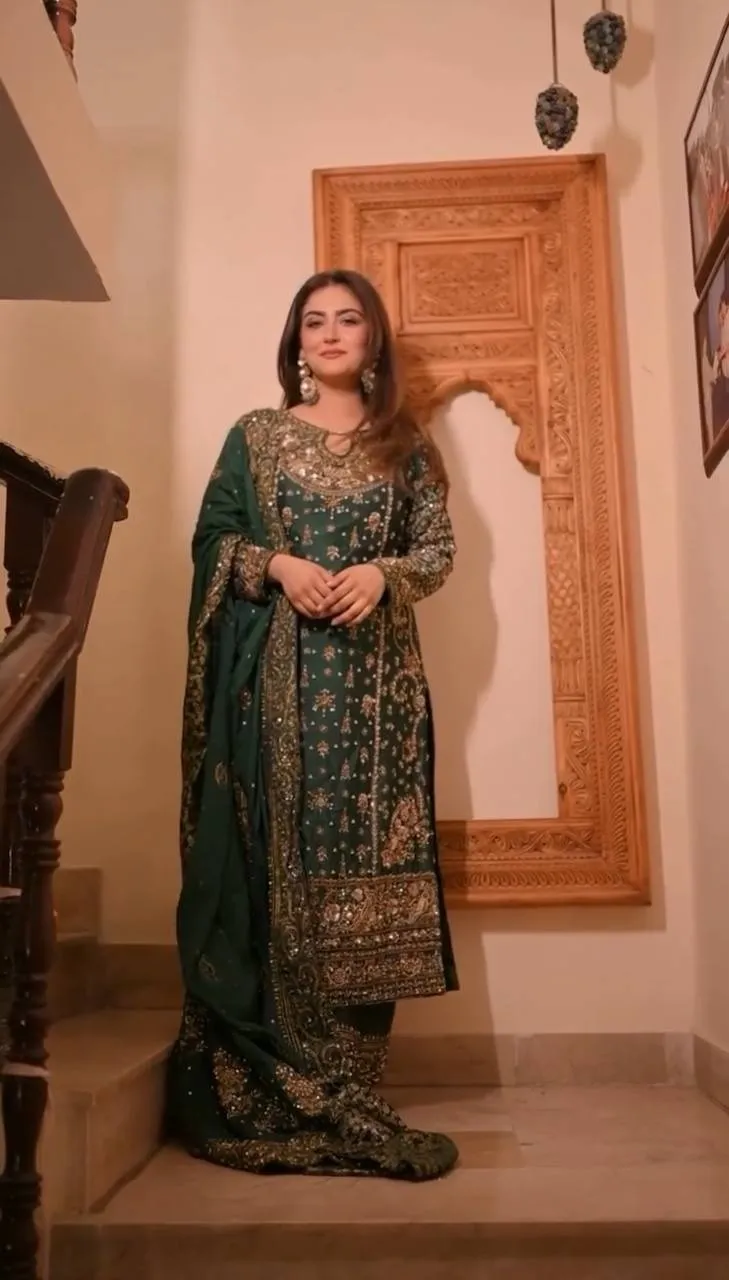 Green Readymade Pakistani Long Suits for Women - Image 4