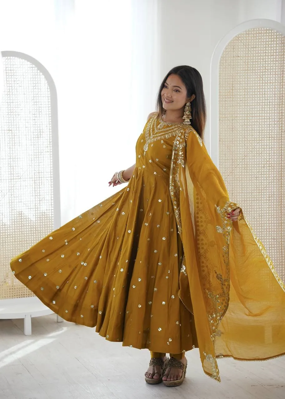 Haldi Ceremony Ethnic Anarkali Dress - Image 3