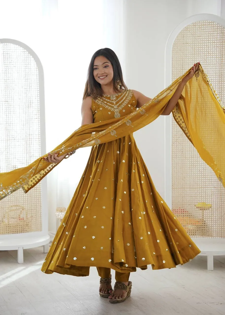 Haldi Ceremony Ethnic Anarkali Dress - Image 4