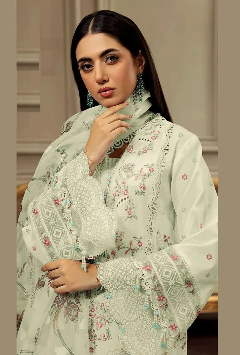 Pastel Green Embroidery Pakistani Suit