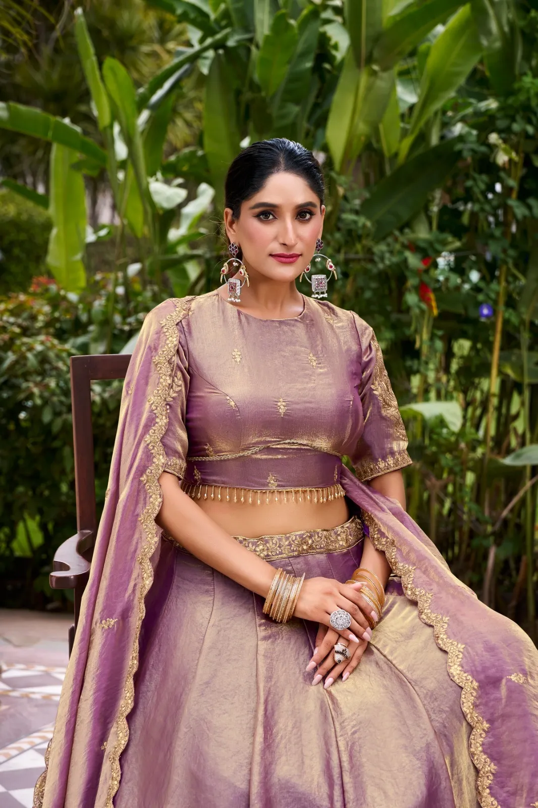 Pastel Lavender Shiny Party Lehenga Choli - Image 2