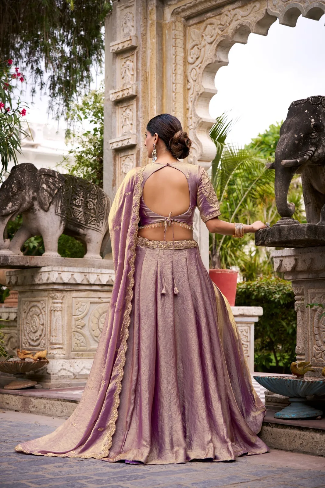 Pastel Lavender Shiny Party Lehenga Choli - Image 3