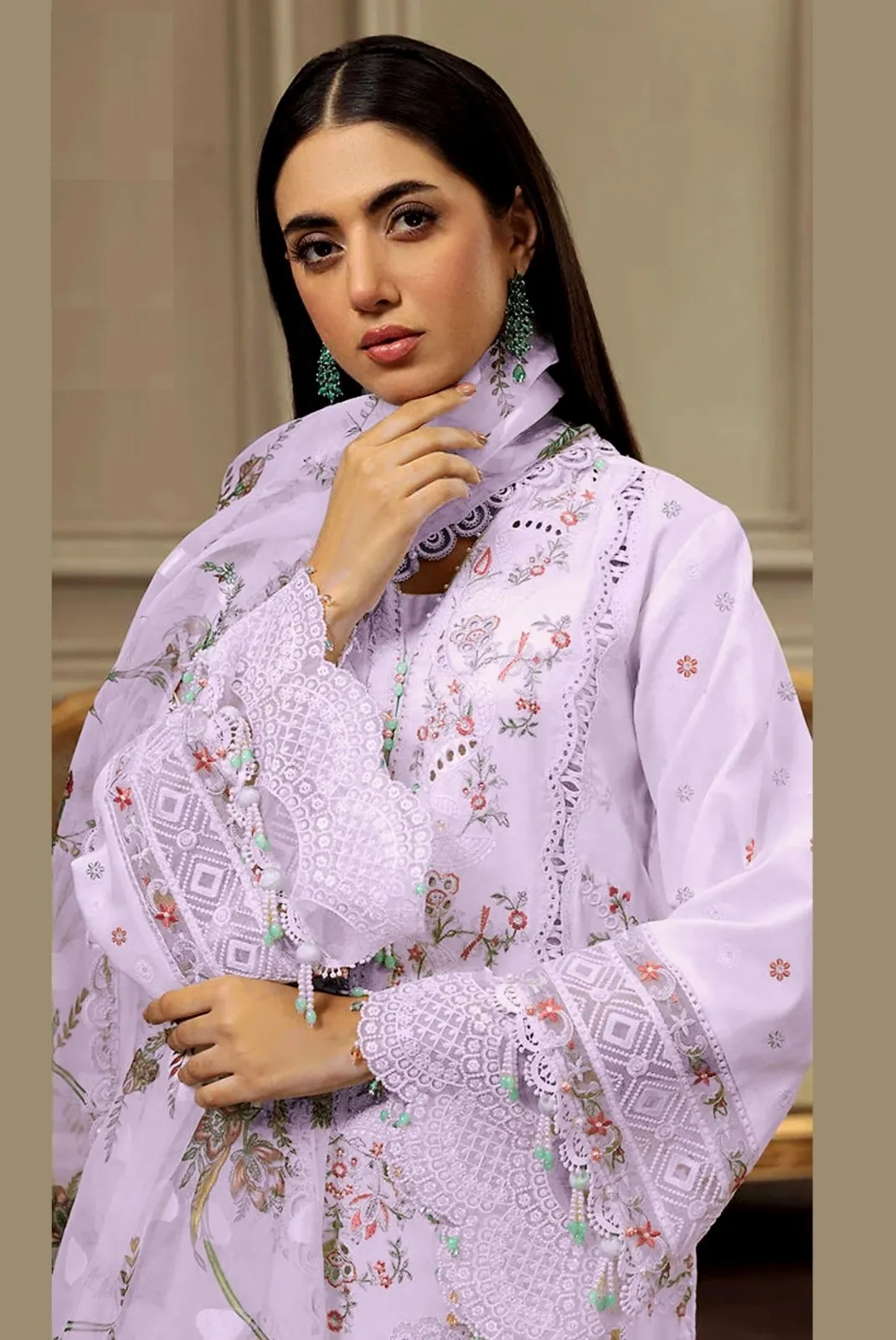 Pastel Purple Embroidery Pakistani Suit