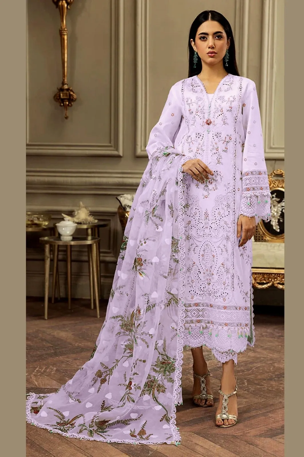 Pastel Purple Embroidery Pakistani Suit - Image 3