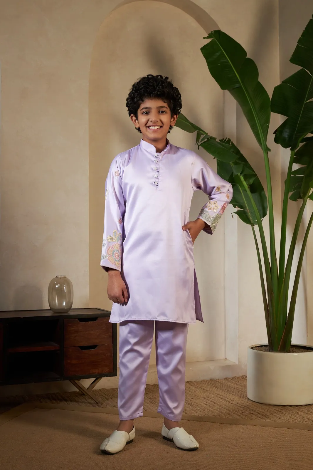 Pastel Purple small boys wedding kurta with koti - Image 4