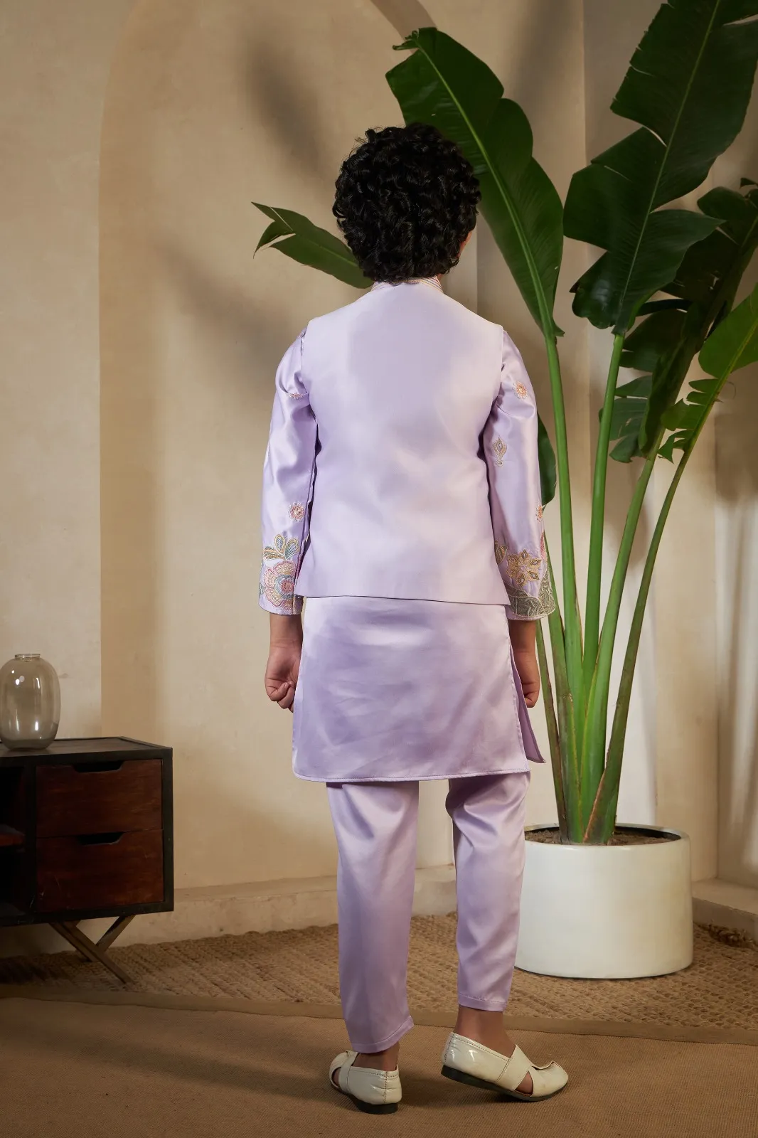Pastel Purple small boys wedding kurta with koti - Image 7