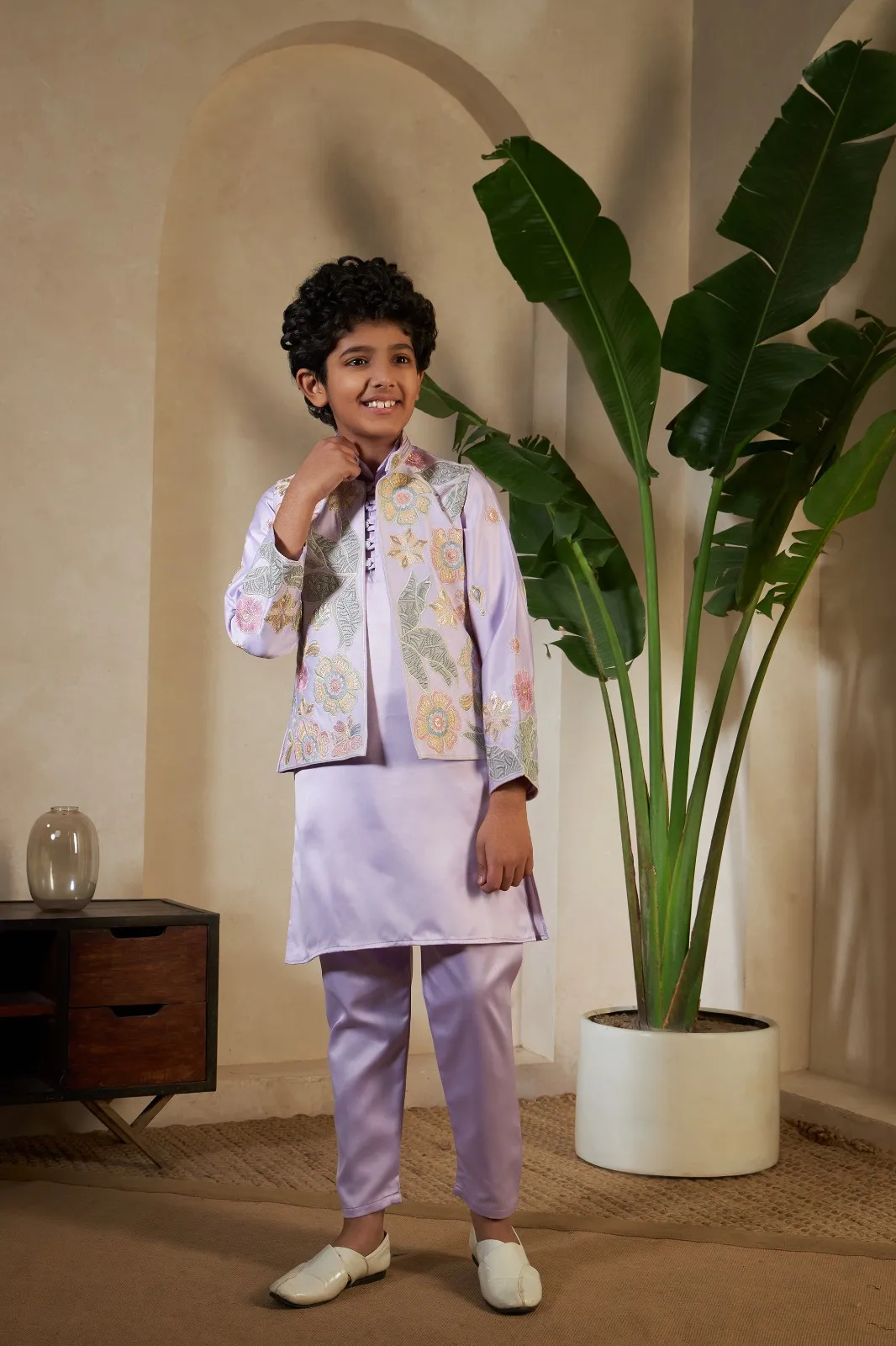 Pastel Purple small boys wedding kurta with koti - Image 8